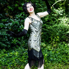 1920s Inspired Gatsby Dress Rose Print Evening Party
