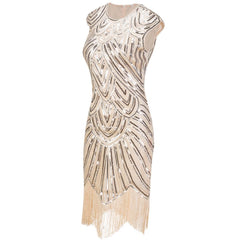 Ivory Sequined 1920s Flapper Dress Great Gatsby Party 20's themed wedding