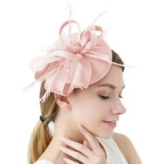 Women Wedding Party Bow Feather Fascinator Hair Clip Hat