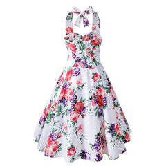 1950s Halter Floral Spring Garden Party Picnic Dress