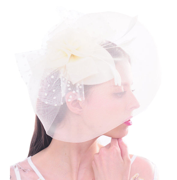 Women Bird Cage Mesh Flower Feather Net Fascinator Hat Bride
