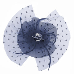 Flower Mesh Bow Feather Wedding Fascinator Dot Veil Hair Clip