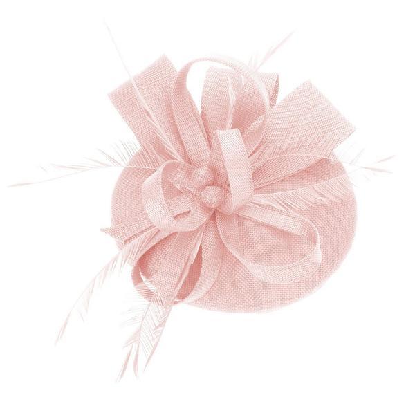Women Wedding Party Bow Feather Pink Fascinator Hair Clip Derby Hat