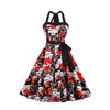 Flroal Skull Vintage Dresses Audrey Hepburn Retro Style 