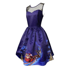 Santa Claus Print Lace Retro Party Dresses