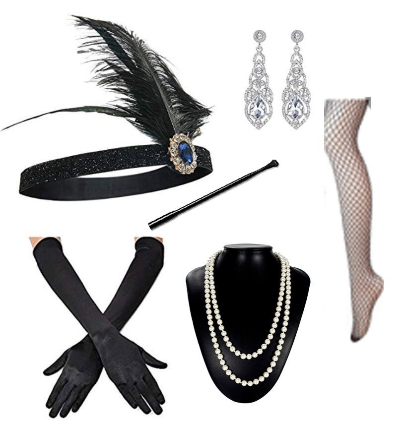 Black Gatsby Costume Accessories Set of 6 1920s – VINTAGEPOST