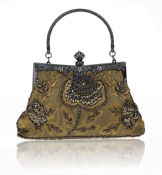 Women's Vintage Evening Bags Beaded Sequined Clutch Wedding Party Purse