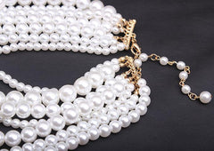 Multilayer Faux Pearls Flapper Long Necklace