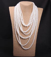 Multilayer Faux Pearls Flapper Long Necklace