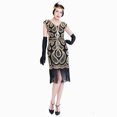 Gold Great Gatsby Dresses Sequin 1920s Peaky Blinder Themed Party 