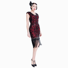 Wine red Great Gatsby Dresses 1920s Fashion Sequined Art Deco 1920's Themed Dance