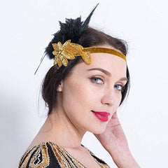 1920s Feather Headpiece Great Gatsby Vintage Headpiece Accessories Gold