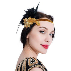 1920s Feather Headpiece Great Gatsby Vintage Headpiece Accessories Gold