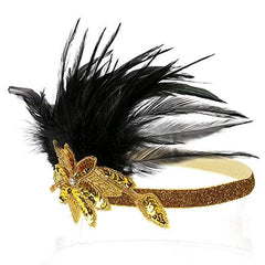 1920s Feather Headpiece Great Gatsby Vintage Headpiece Accessories Gold|JaosWish