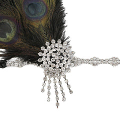 1920s Flapper Headband Vintage Peacock Headpiece
