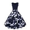 Hepburn Vintage Printed Dress Women Floral Elegant Sleeveless