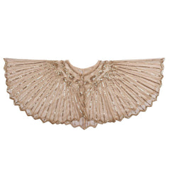 1920s Shawl Sequin Evening Cape Flapper Cover Up Apricot