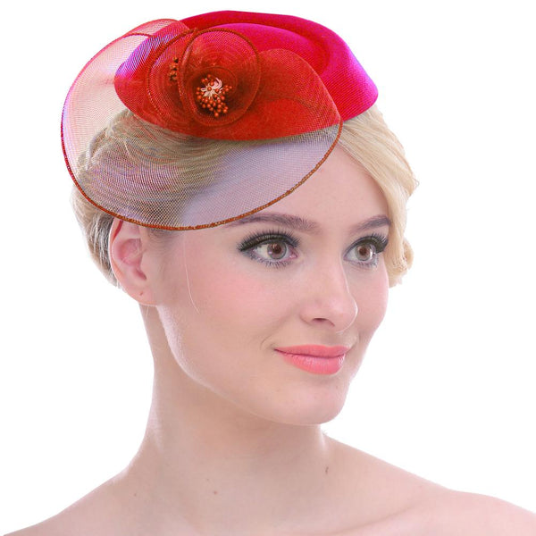 Fascinator Hat Flower Mesh Ribbons Headband Tea Party Headwear for Women