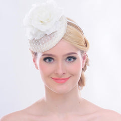 Fascinators Headband Flower Pillbox Hat Hair Hoop Wedding Headpiece for Women