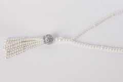 Faux Pearl Necklace Great Gatsby Accessories Flapper Beads Tassel Long Necklace