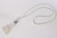 Faux Pearl Necklace Great Gatsby Accessories Flapper Beads Tassel Long Necklace