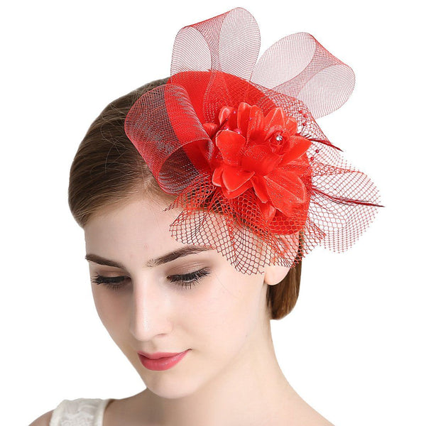 Feather Fascinators Flower Kentucky Derby Hat Hair Clip