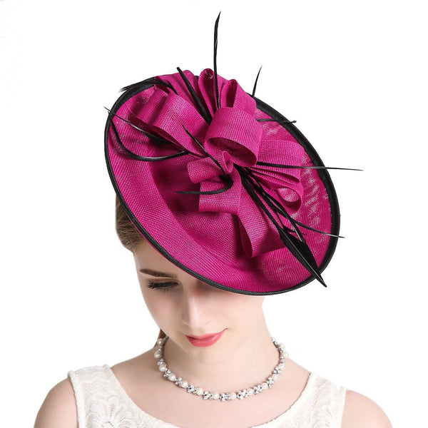 Fascinator Hat Derby Party Feather Floral Mesh Pillbox Red