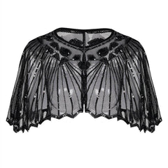 Black 1920s Shawl Wraps with Gatsby Accessories Set of 5