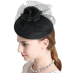 Women Pillbox Fascinator Hat Bridal Mesh Flower Hair Clip Accessories Cocktail 