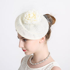 Women Pillbox Fascinator Hat Bridal Mesh Flower Hair Clip Accessories Cocktail 