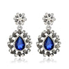 Sterling Silver Snowflake Flower Blue Crystal  Dangle Women Earring
