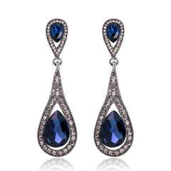 Women Vintage Rhinestone Crystal Emerald Earrings