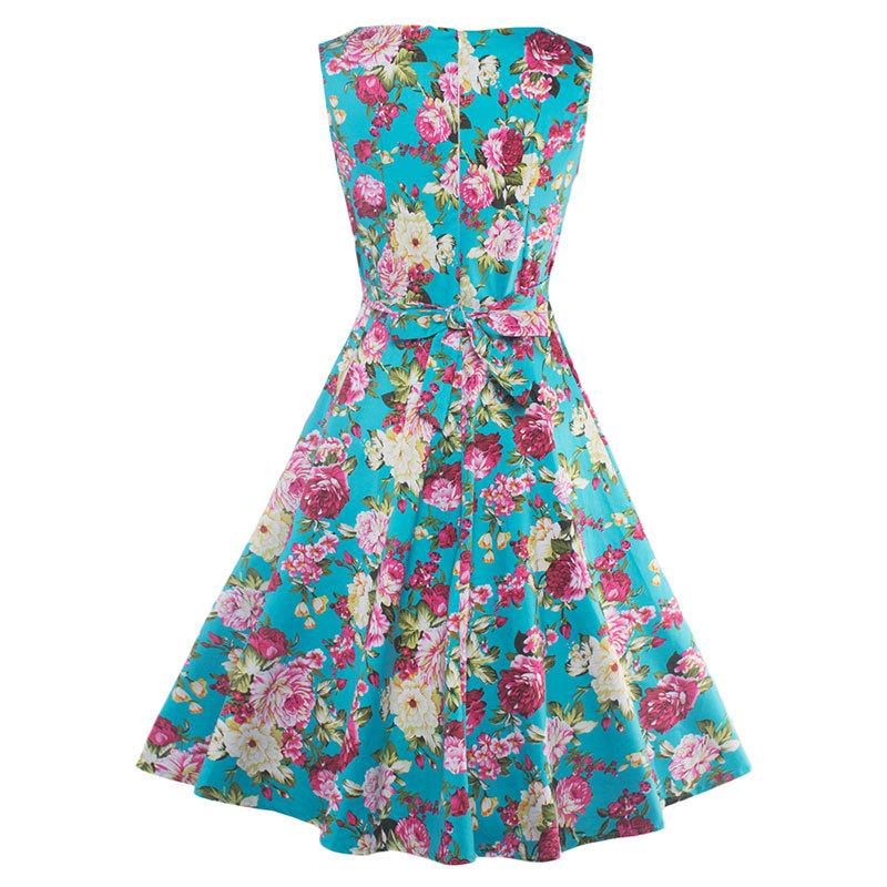Homecoming 1950s Retro Sleeveless Flared A-Line Vintage Floral Dress ...