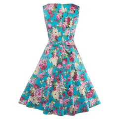 Homecoming 1950s Retro Sleeveless Flared A-Line Vintage Floral Dress 