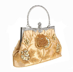 Women's Vintage Style Roses Beaded And Sequined Evening Bag