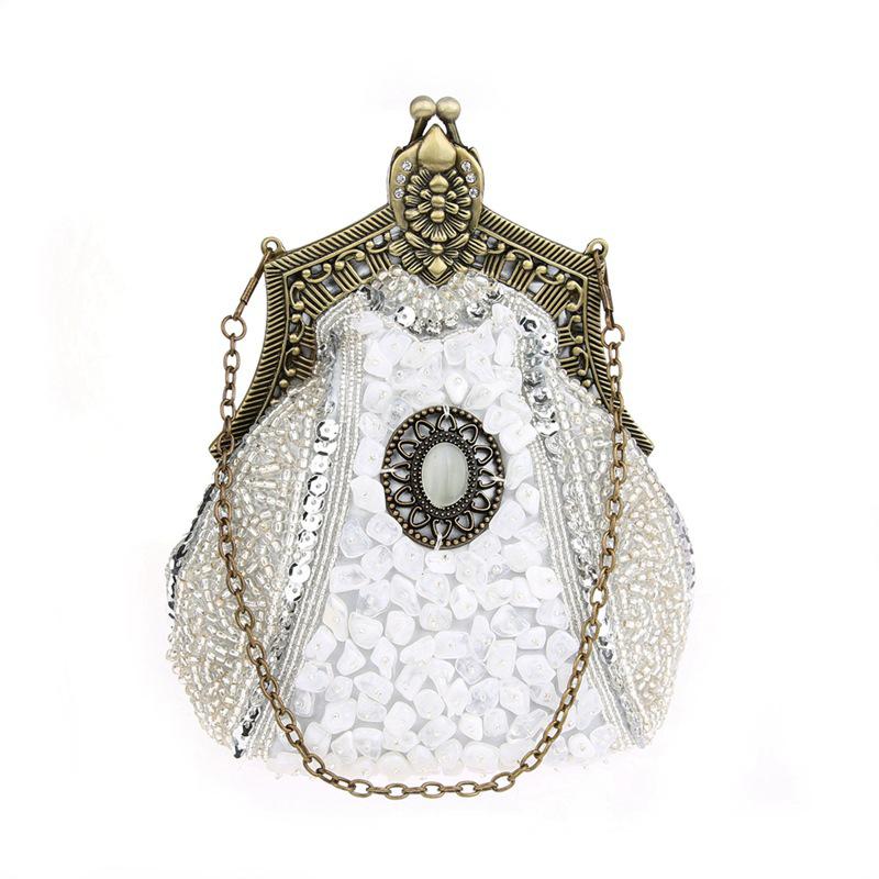 Women's Vintage Hand-beading Sequins Clutch Evening Bag