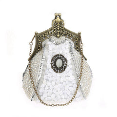 Women's Vintage Hand-beading Sequins Clutch Evening Bag