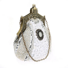 Women's Vintage Hand-beading Sequins Clutch Evening Bag