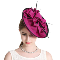 Fascinator Hat Derby Party Feather Floral Mesh Pillbox Red