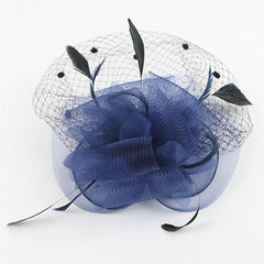 Mesh Hat Bow Feather Women Fascinator Dot Veil with Hair Clip Wedding Tea Party Derby