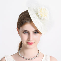 Women Pillbox Fascinator Hat Bridal Mesh Flower Hair Clip Accessories Cocktail 
