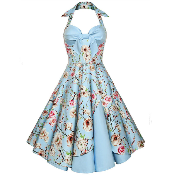 Halter Style 1950s Rockabilly Vintage Swing Dress