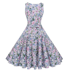 A Line Vintage Dress Floral Sleeveless 50s Dresses
