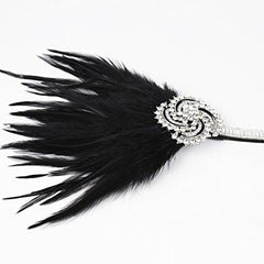 Flapper Headband 1920s Gatsby Feather Headpiece Black