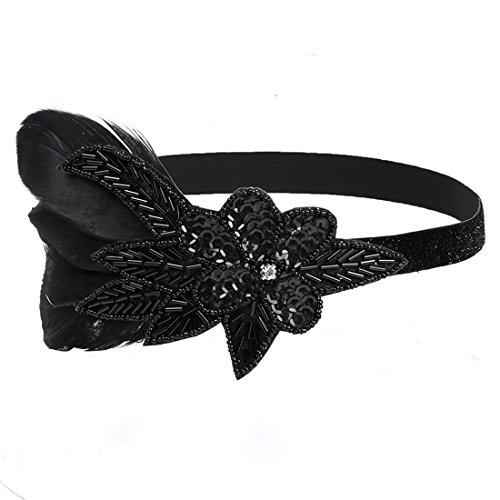 1920s Art Deco Gatsby Headpiece Black