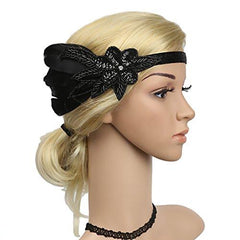 1920s Art Deco Gatsby Headpiece Black