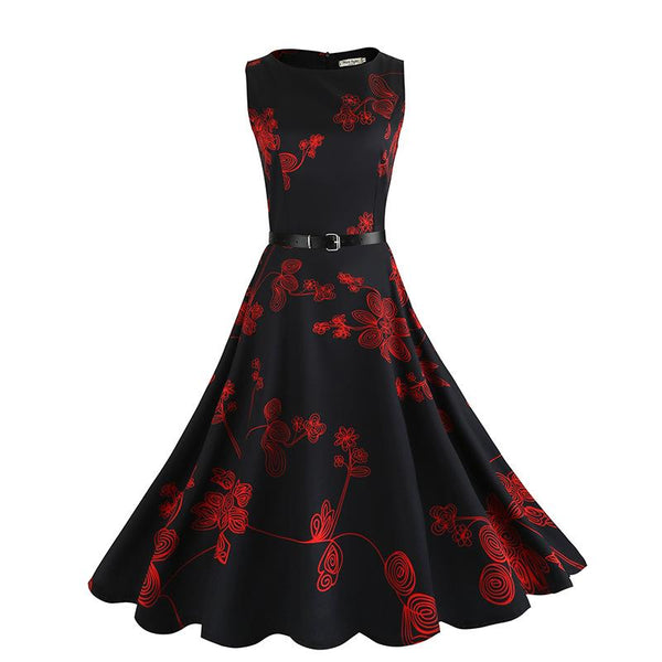 Women's Classy Audrey Hepburn 1950s Vintage Rockabilly Swing Dress