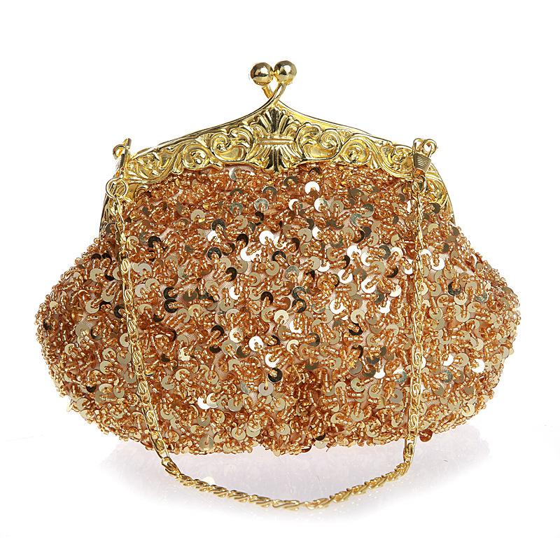 Fully Sequined Mesh Beaded Antique Style Evening Formal Clutch Purse