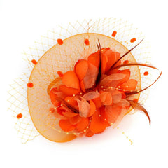 Orange Fascinator Occasion Wedding Hats Tea Party Derby Hat