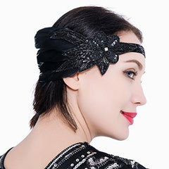 1920s Art Deco Gatsby Headpiece Black